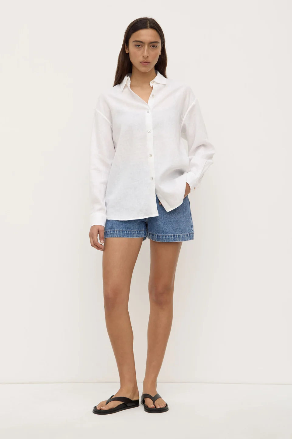 Everyday Womens Linen LS Shirt - White
