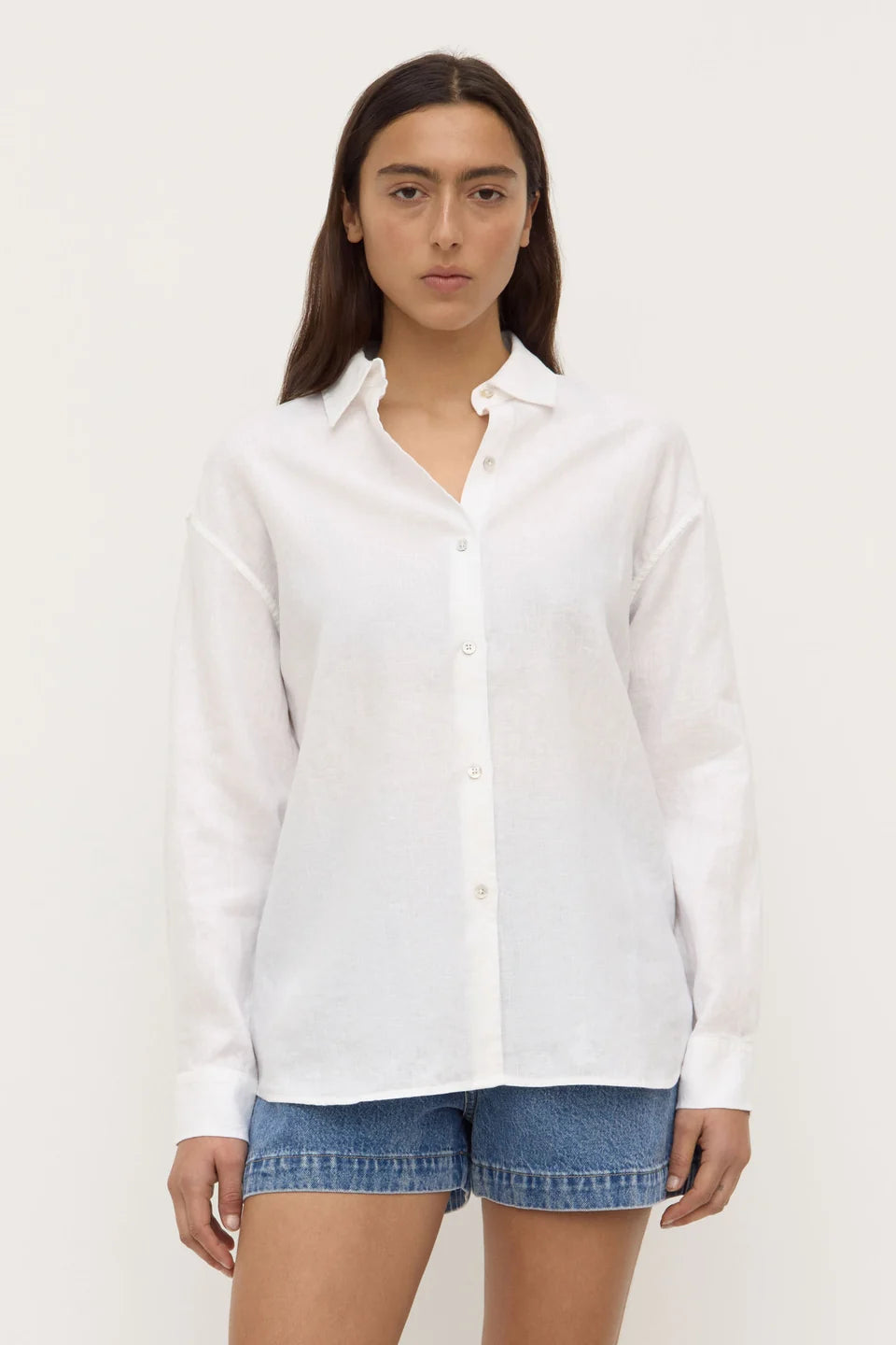 Everyday Womens Linen LS Shirt - White