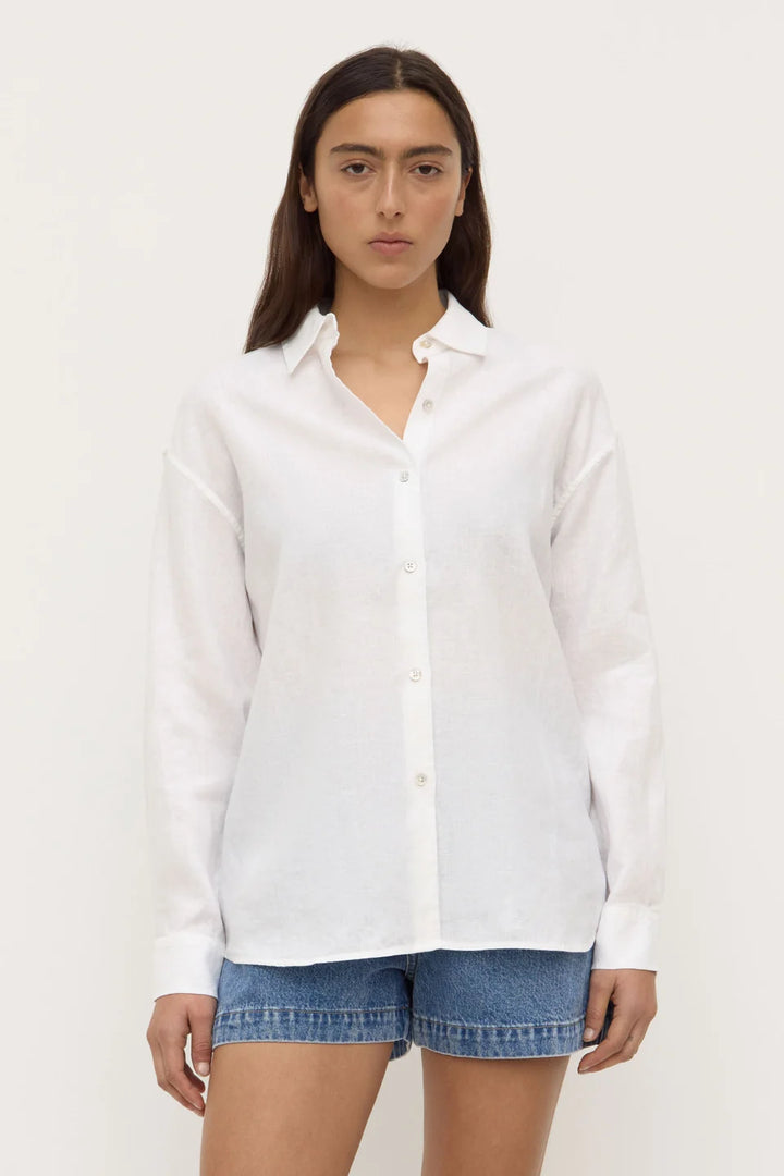 Everyday Womens Linen LS Shirt - White