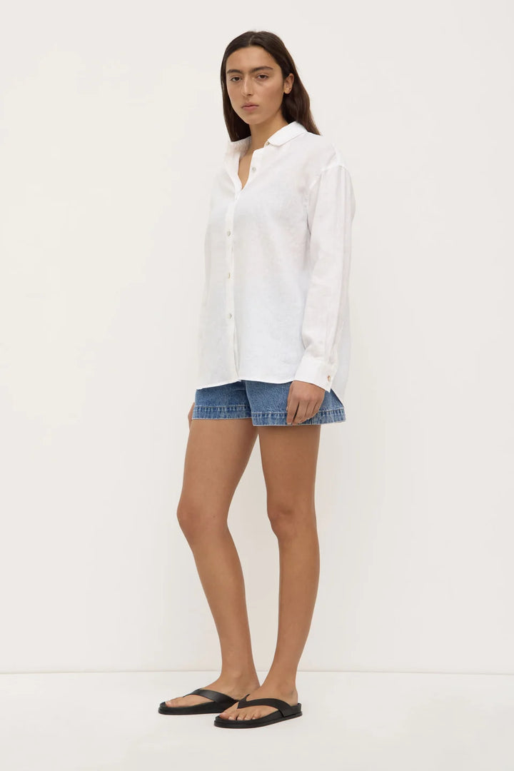 Everyday Womens Linen LS Shirt - White