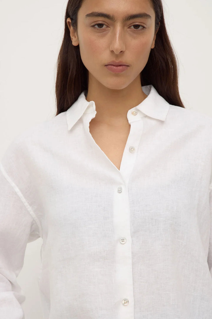 Everyday Womens Linen LS Shirt - White