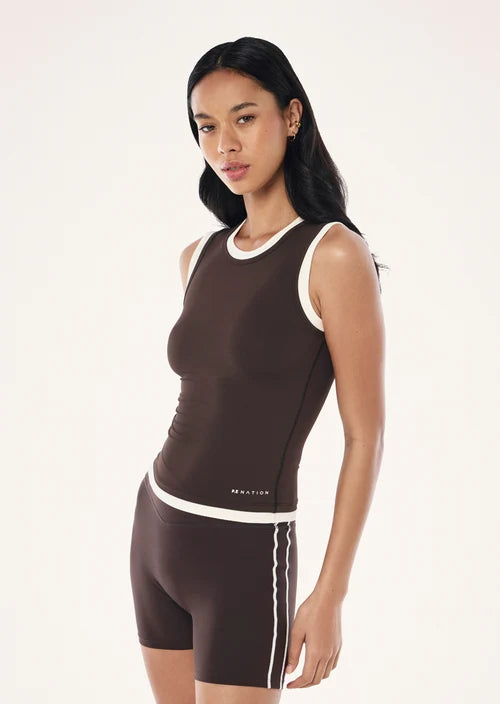 Foundation Layer Muscle Tank - Coffee/Whisper White