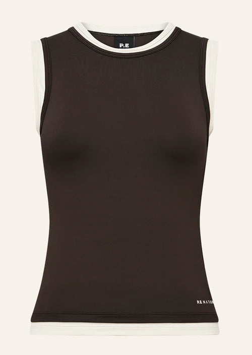 Foundation Layer Muscle Tank - Coffee/Whisper White