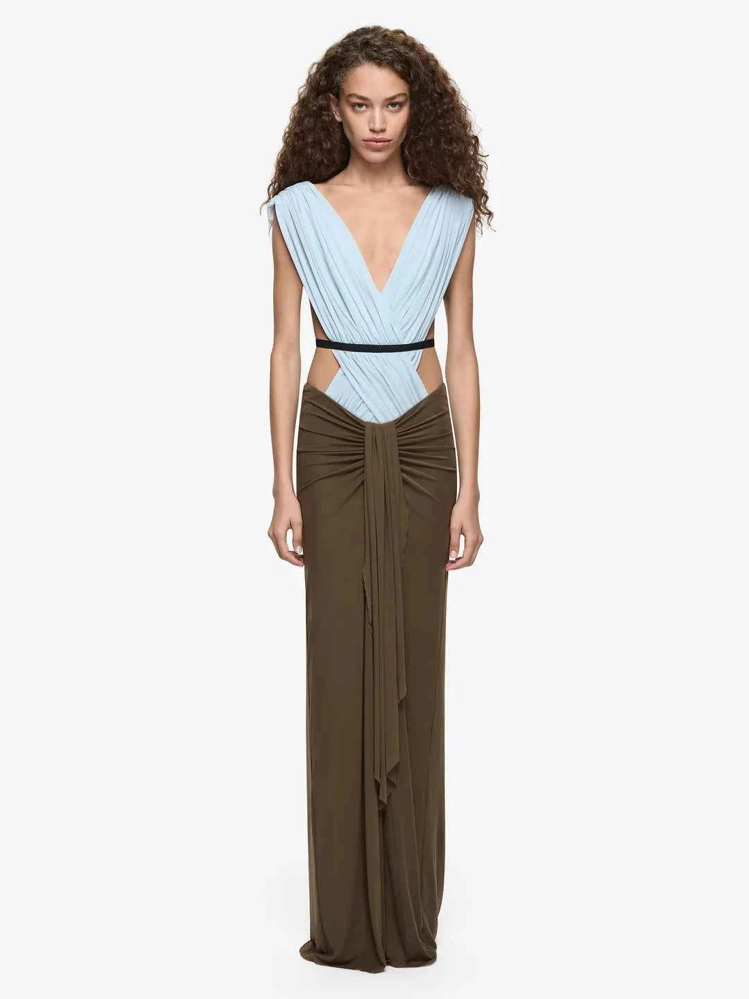 Anaya V Maxi Dress - Mist/Latte/Black