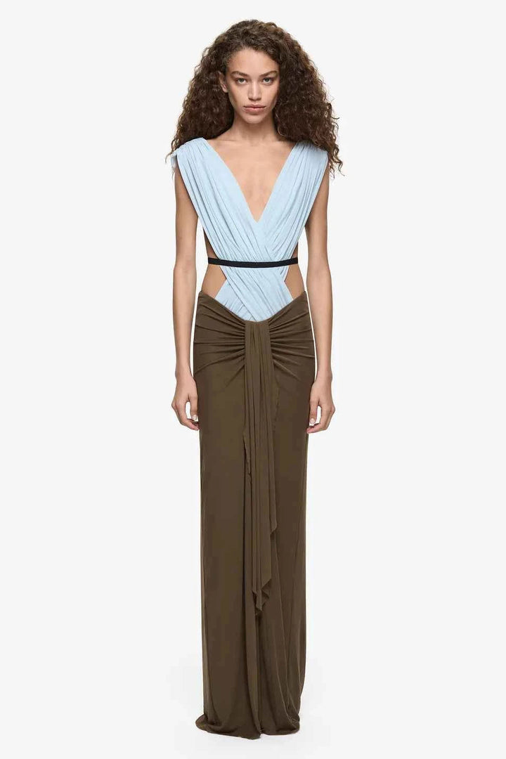 Anaya V Maxi Dress - Mist/Latte/Black