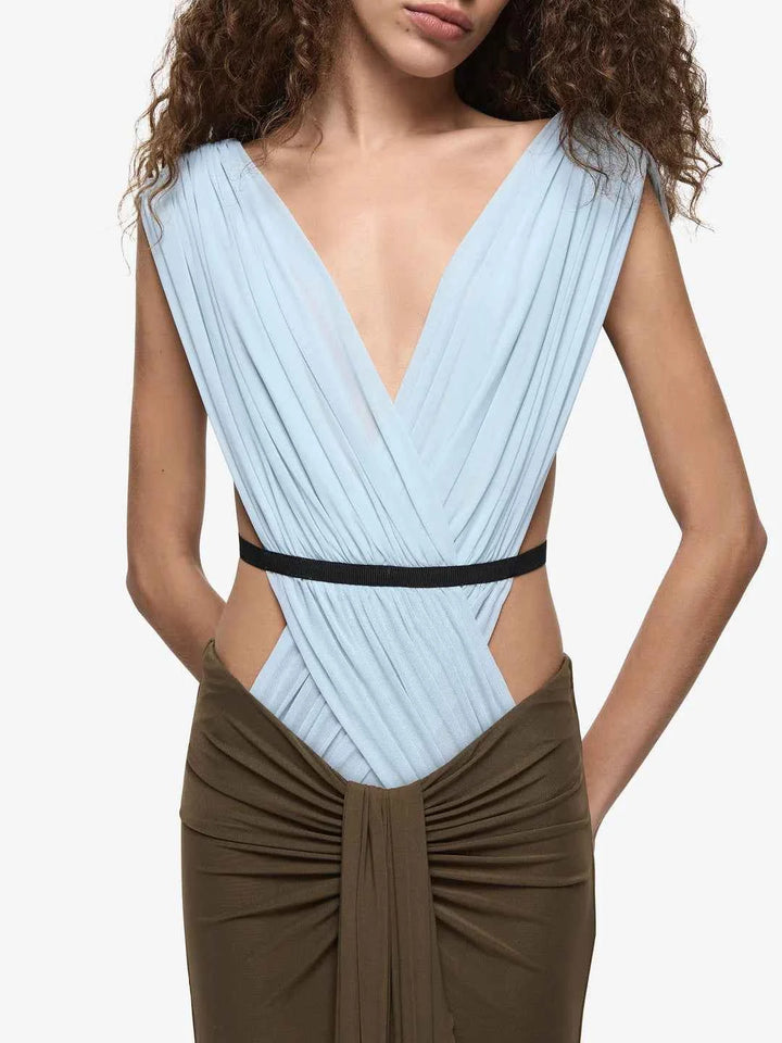 Anaya V Maxi Dress - Mist/Latte/Black