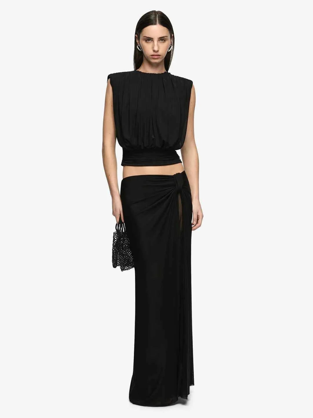 Oria Drape Skirt - Black