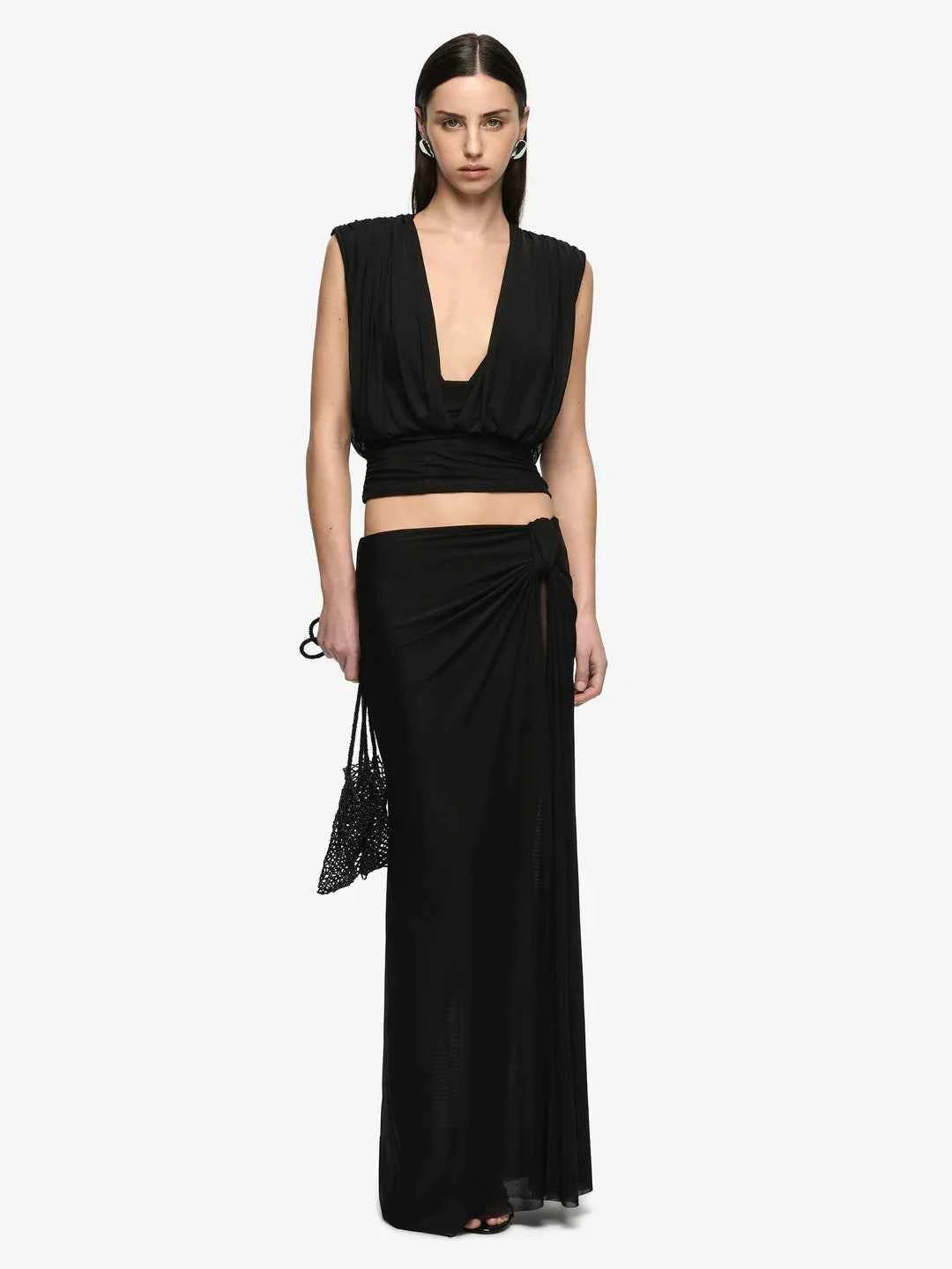 Oria Drape Skirt - Black