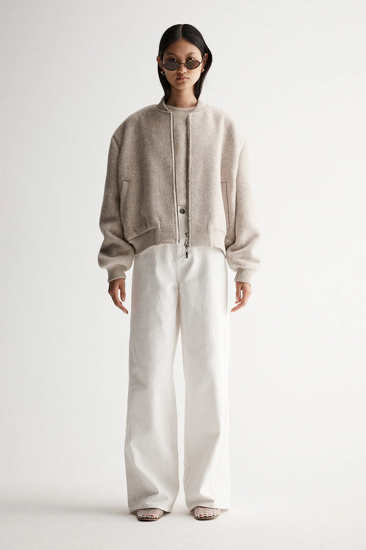 Nonnie Wool Bomber Jacket - Ivory Marle