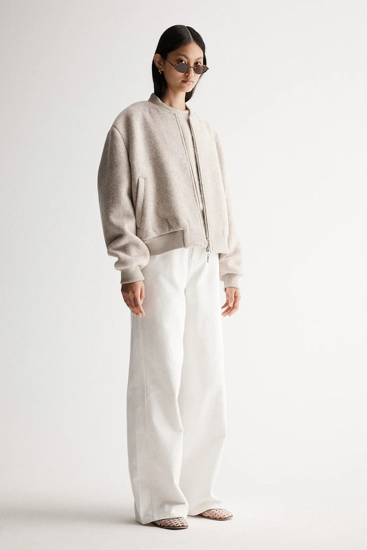 Nonnie Wool Bomber Jacket - Ivory Marle