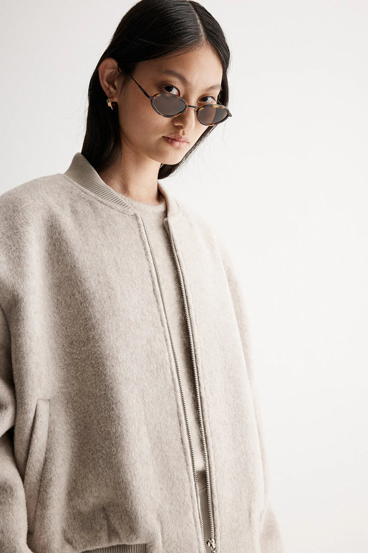 Nonnie Wool Bomber Jacket - Ivory Marle