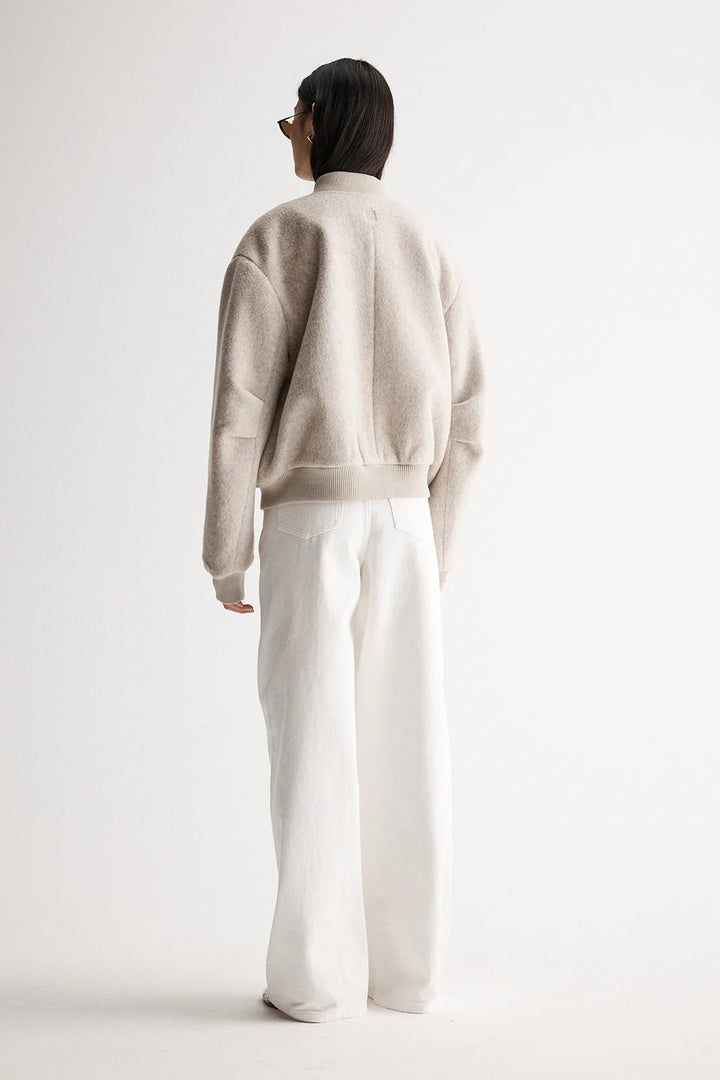 Nonnie Wool Bomber Jacket - Ivory Marle