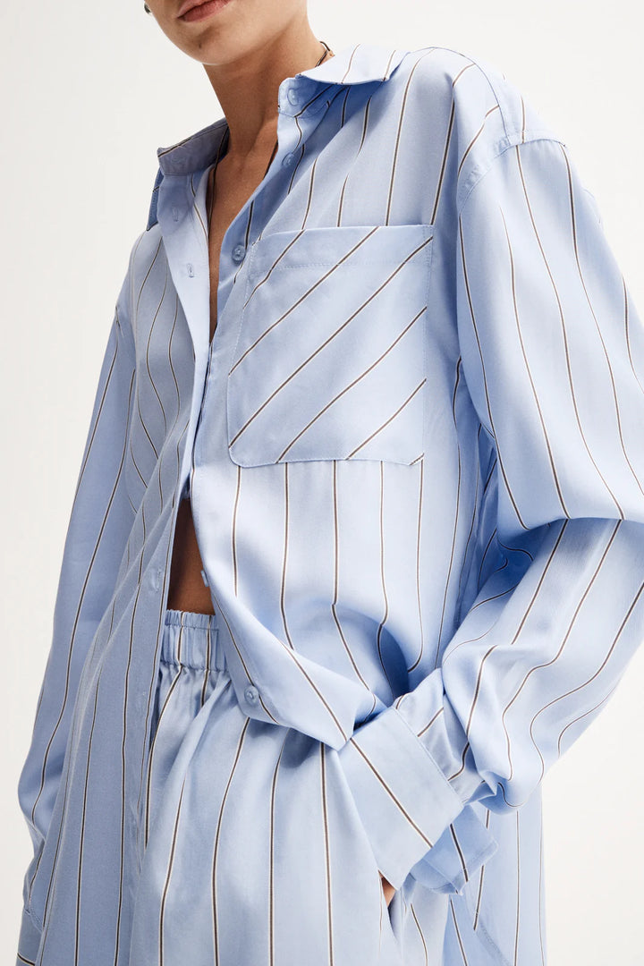 Henry Stripe Shirt - Blue Stripe