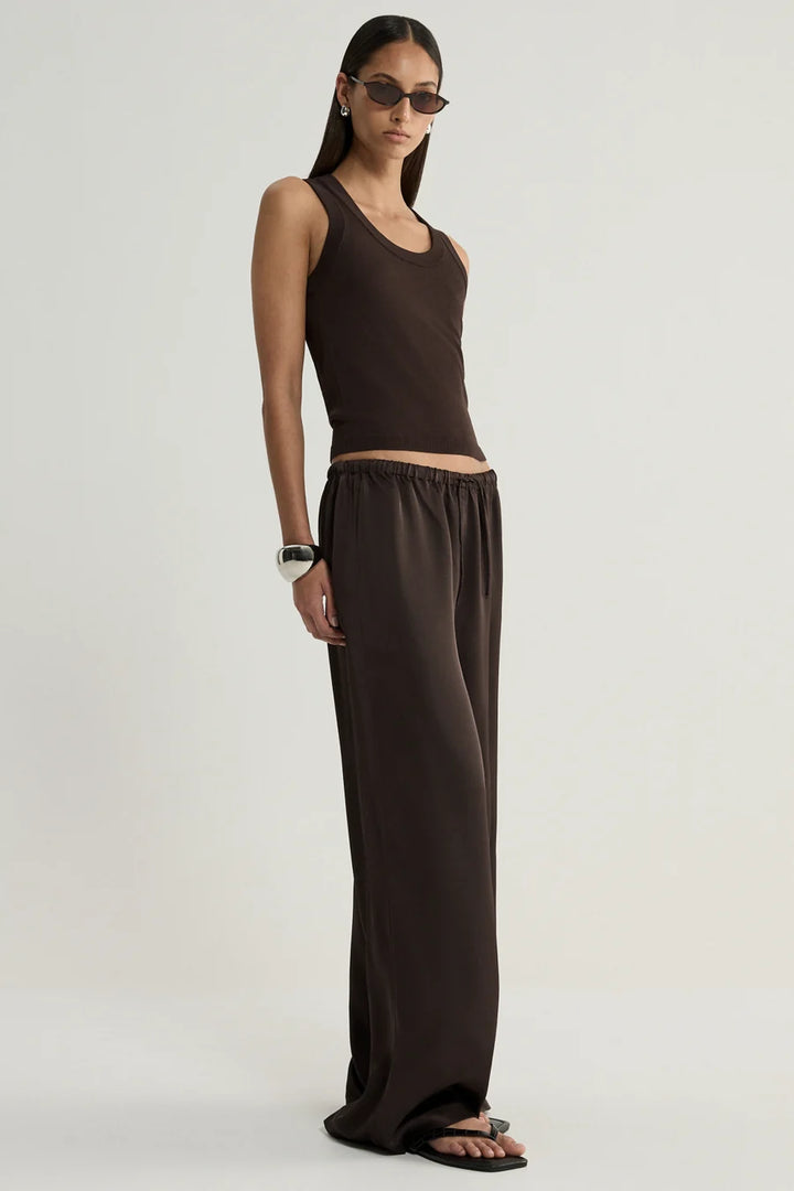 Mina Satin Pant - Chocolate