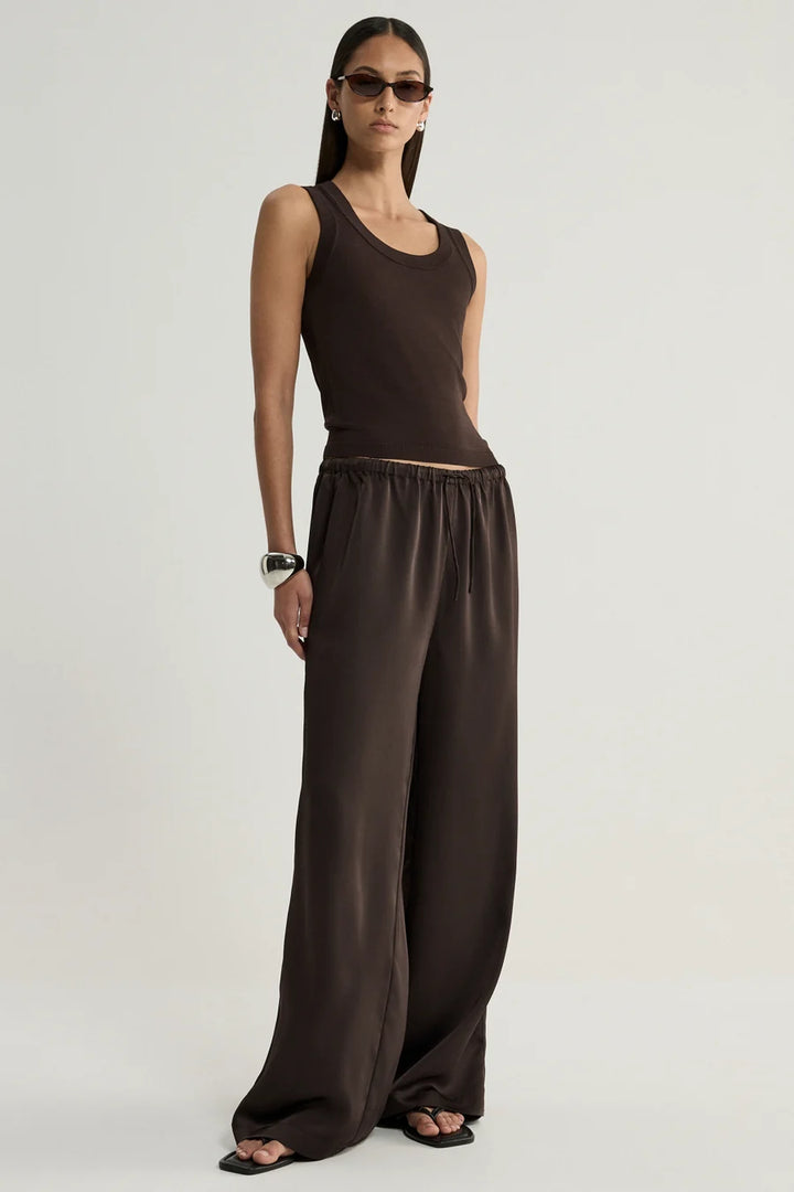 Mina Satin Pant - Chocolate
