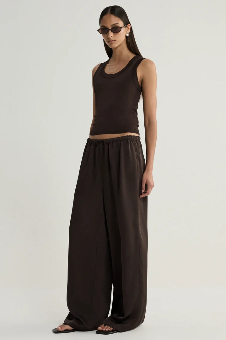 Mina Satin Pant - Chocolate
