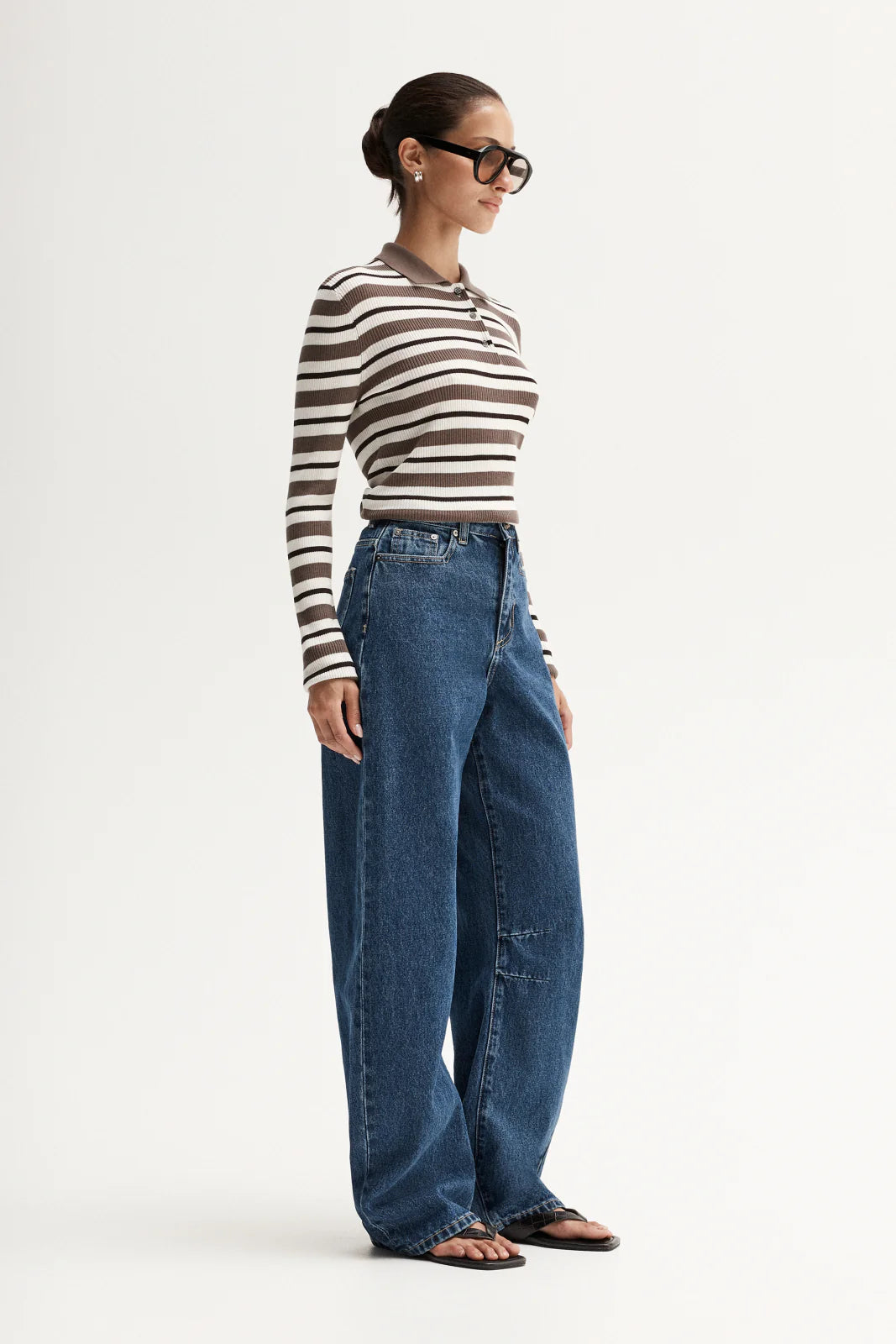 Ana Knit Polo - Chocolate Multi Stripe