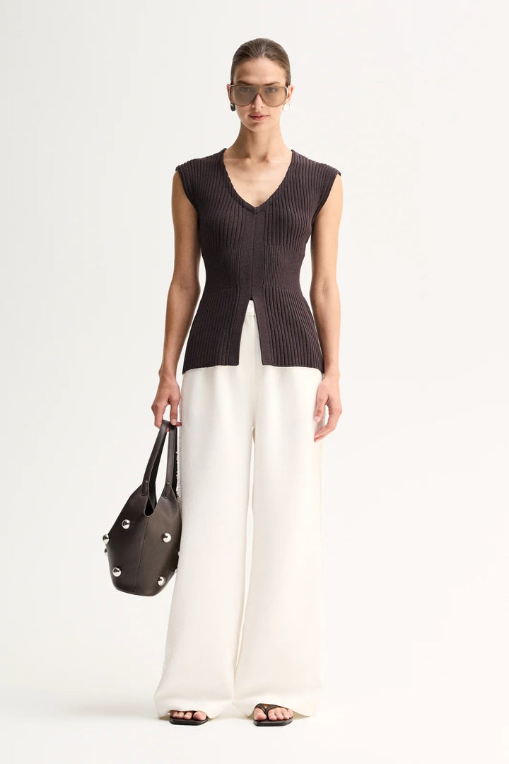 Reed Knit Top - Chocolate