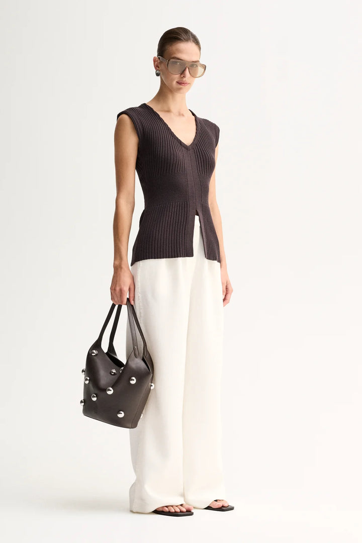 Reed Knit Top - Chocolate