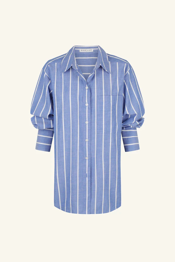 Kimberly Oversized Shirt - Chambray Blue/Ivory