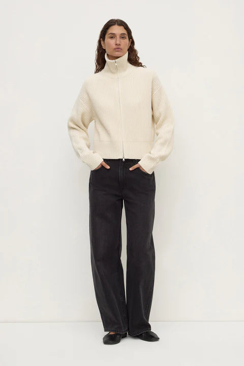 Kaia Wool Zip Sweater - Antique White