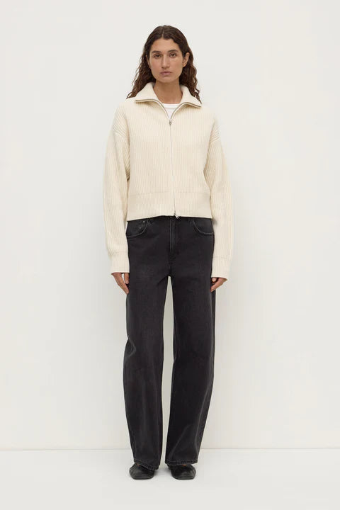 Kaia Wool Zip Sweater - Antique White