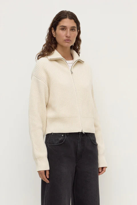 Kaia Wool Zip Sweater - Antique White