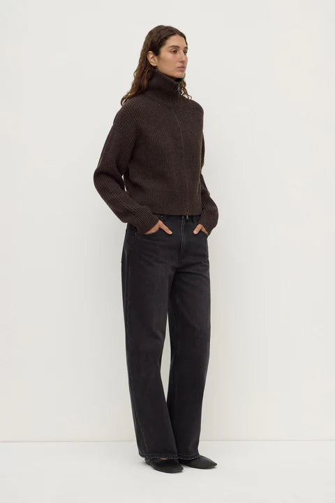 Kaia Wool Zip Sweater - Ganache Marle