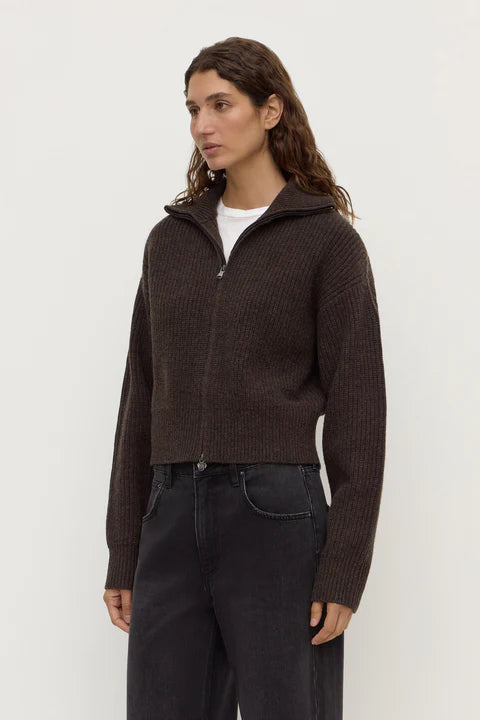 Kaia Wool Zip Sweater - Ganache Marle