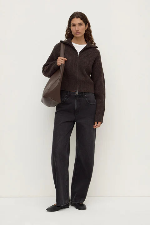 Kaia Wool Zip Sweater - Ganache Marle