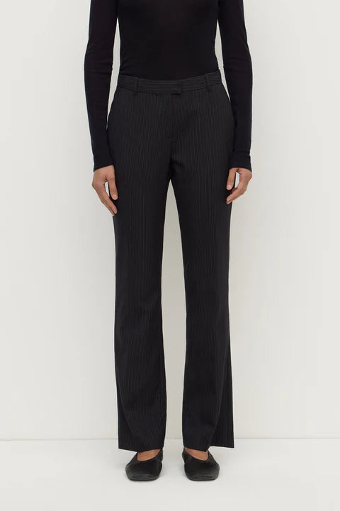 Kehlani Low Rise Suit Pant - Black Pinstripe