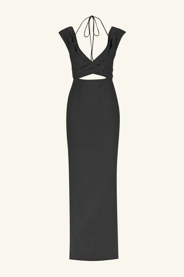 Lani Cross Front Maxi Dress - Black