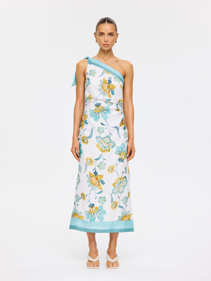 Solstice Midi Dress - Ivory Teal