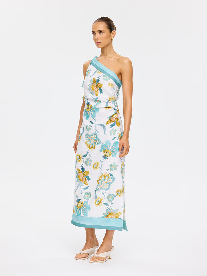 Solstice Midi Dress - Ivory Teal