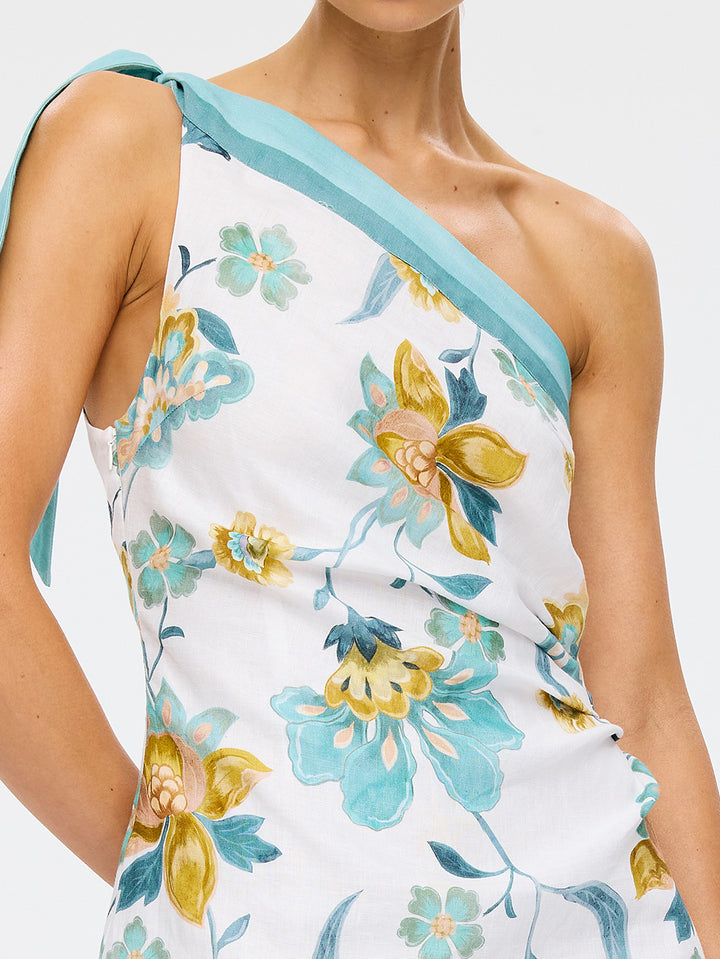 Solstice Midi Dress - Ivory Teal