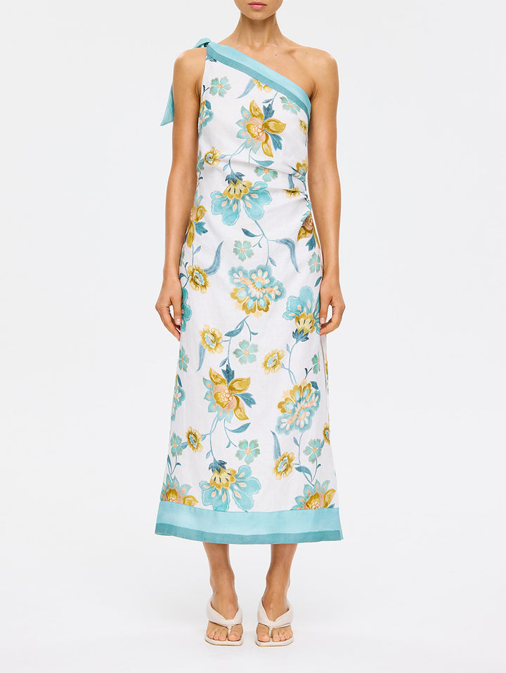 Solstice Midi Dress - Ivory Teal