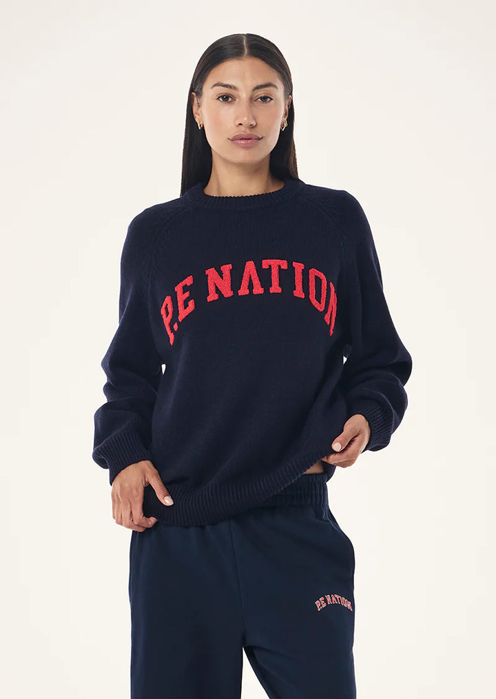 Legacy Knit Crew - Dark Navy/College Red
