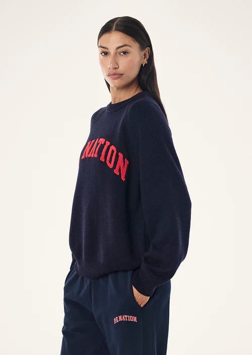Legacy Knit Crew - Dark Navy/College Red