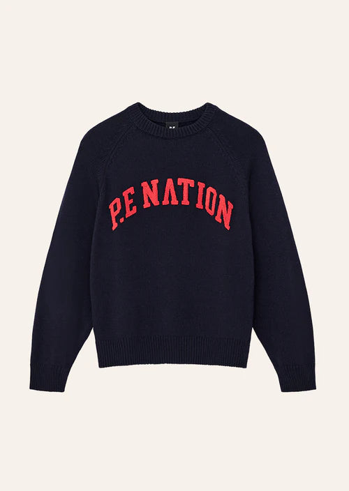 Legacy Knit Crew - Dark Navy/College Red