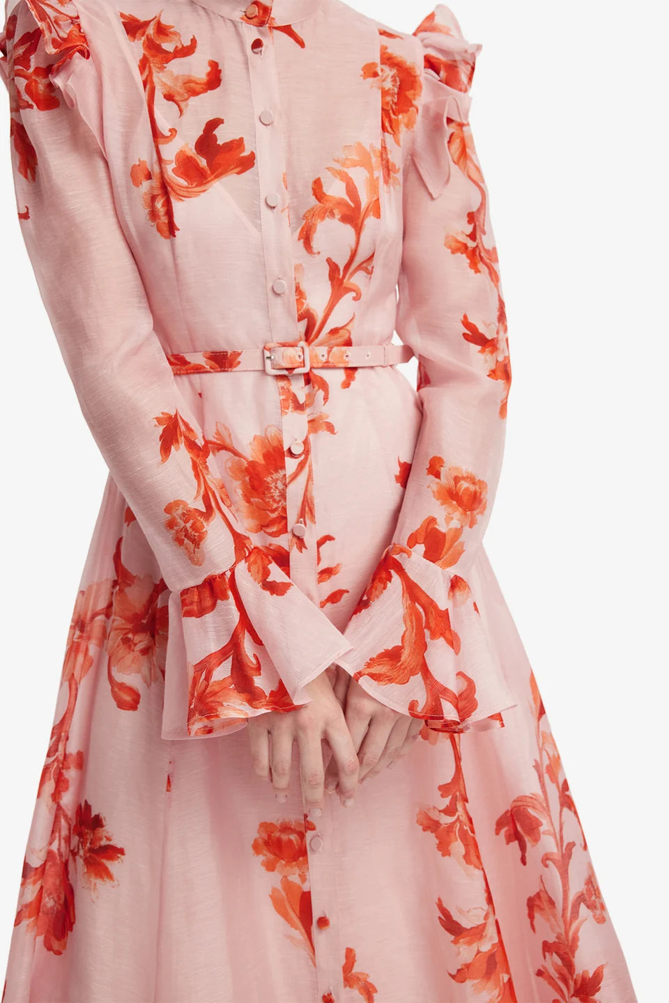 Katrina Butterfly Sleeve Midi Dress - Magnolia Print