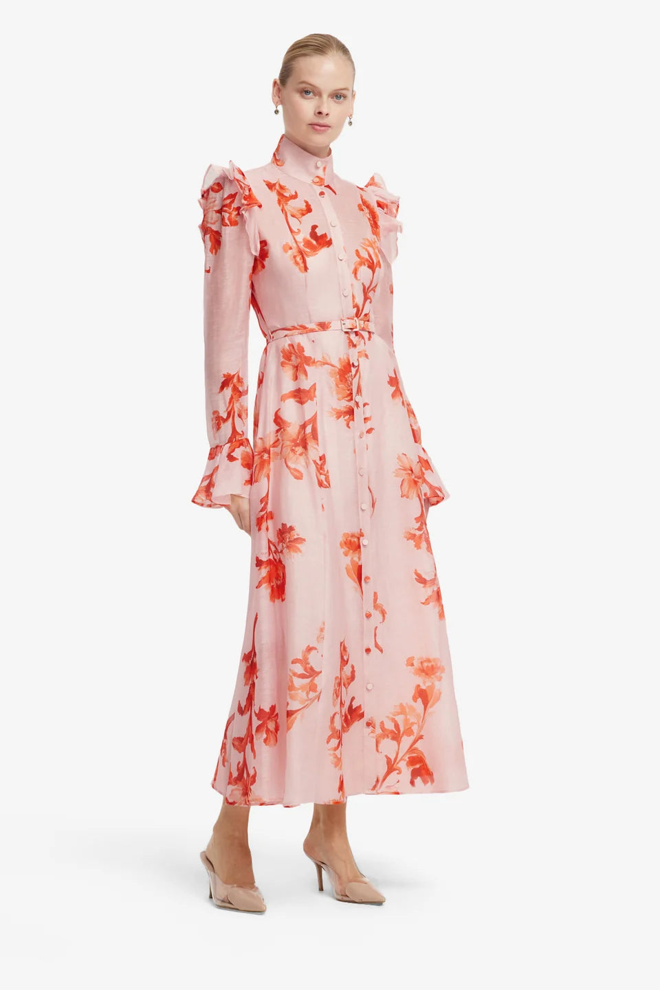 Katrina Butterfly Sleeve Midi Dress - Magnolia Print