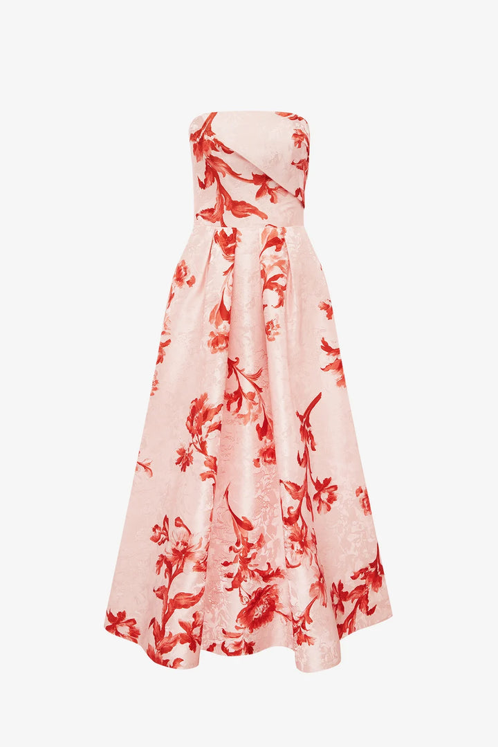 Lynn Jacquard Bustier Midi Dress - Magnolia Print