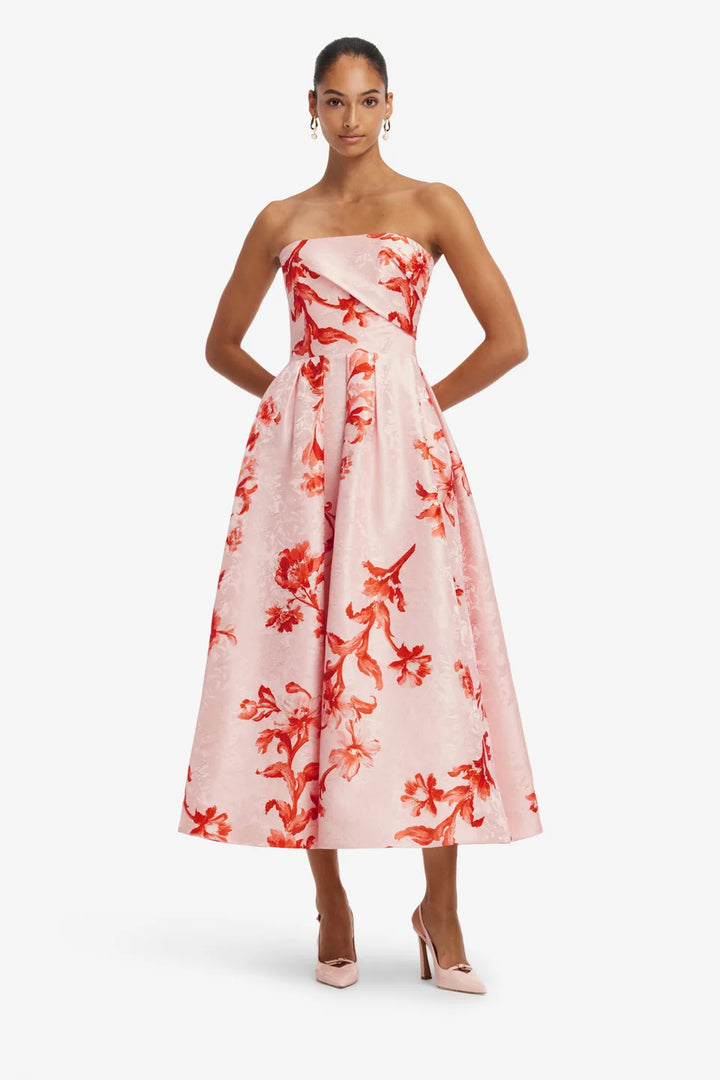 Lynn Jacquard Bustier Midi Dress - Magnolia Print