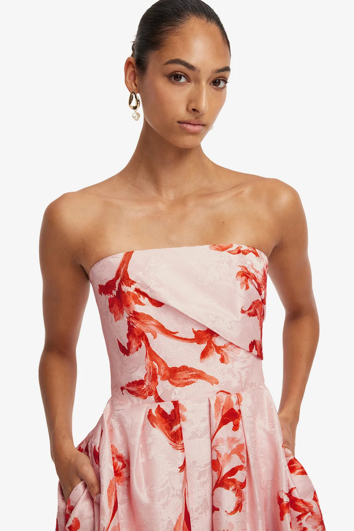 Lynn Jacquard Bustier Midi Dress - Magnolia Print