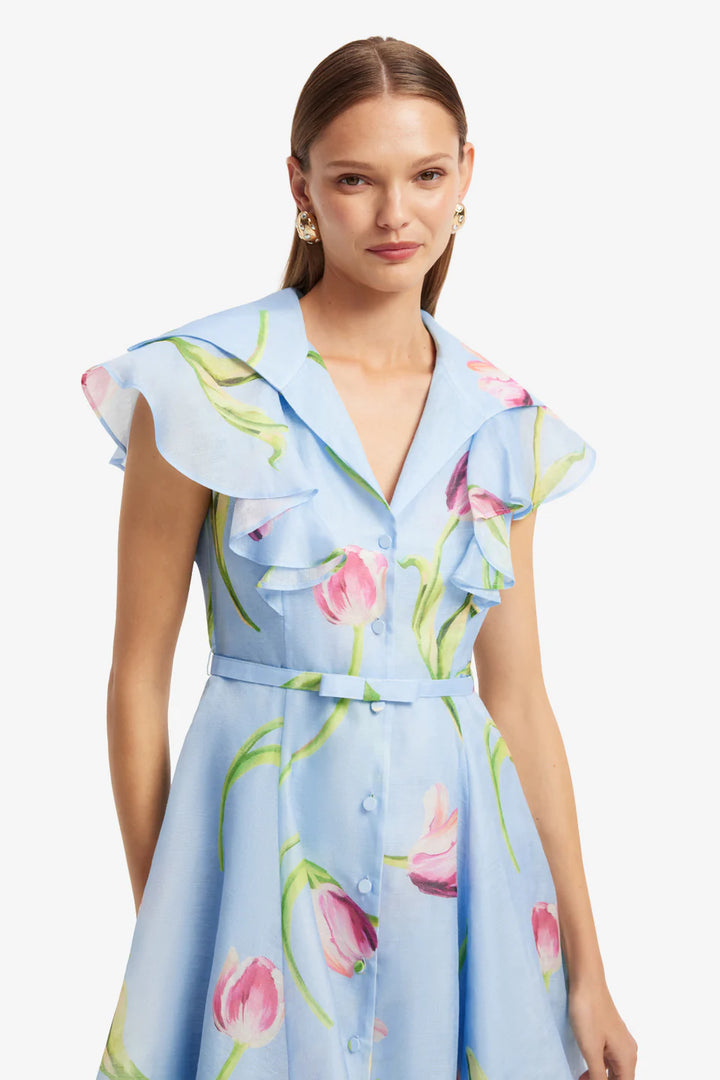 Isla Mini Dress - Tulip Print/Blue