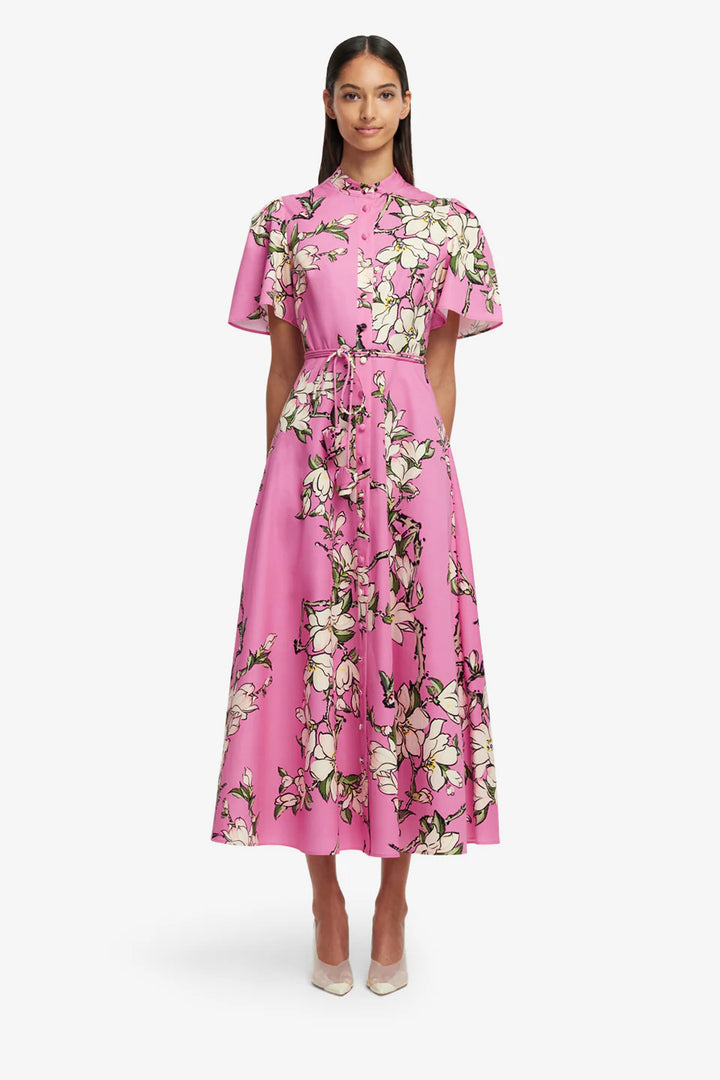 Bianca Short Sleeve Midi Dress - Pink Magnolia