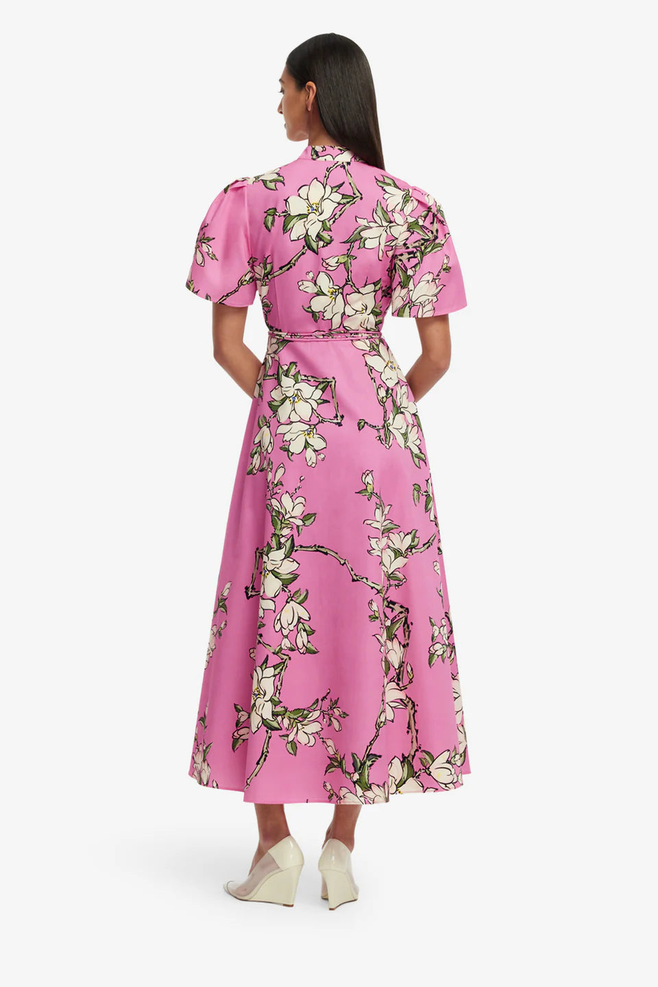 Bianca Short Sleeve Midi Dress - Pink Magnolia