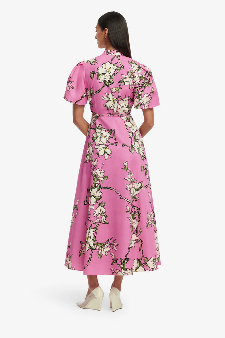 Bianca Short Sleeve Midi Dress - Pink Magnolia