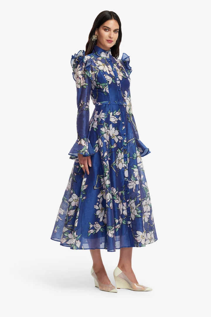 Blue Floral Midi Dress