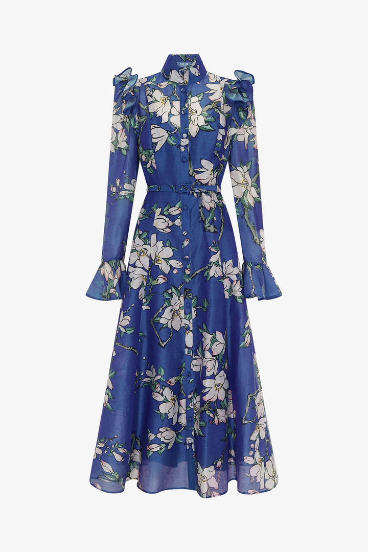 Katrina Butterfly Sleeve Midi Dress - Midnight Magnolia
